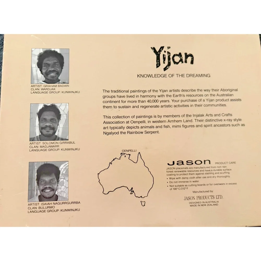Yijan Australia Injalak Placemats Set Of 6 Jason Products New Zealand Aboriginal